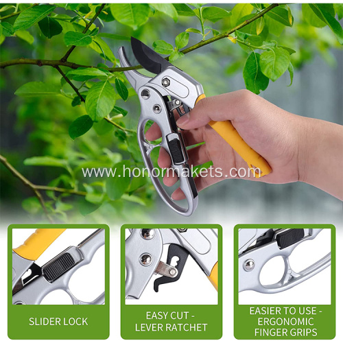 Good quality Garden clippers ratchet pruning shears garden shear scissor trimming rose, floral, tree, live plants